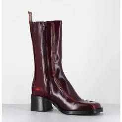 Boots Bout Carre Bordeaux & Surpiqures Orange - Mariela Burgundy Boots
