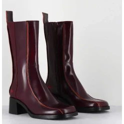 Boots Bout Carre Bordeaux & Surpiqures Orange - Mariela Burgundy Boots
