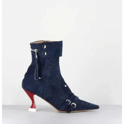Boots Bout Pointu En Jean & Talon Rouge - A5404 Lovely Nk