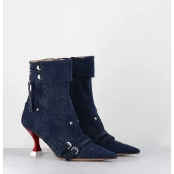 Boots Bout Pointu En Jean & Talon Rouge - A5404 Lovely Nk