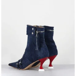 Boots Bout Pointu En Jean & Talon Rouge - A5404 Lovely Nk