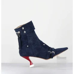 Boots Bout Pointu En Jean & Talon Rouge - A5404 Lovely Nk
