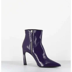 Boots Bout Pointu Talon Haut Cuir Violet - Veva05 Glaze Uva