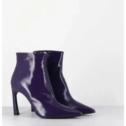 Boots Bout Pointu Talon Haut Cuir Violet - Veva05 Glaze Uva
