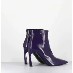 Boots Bout Pointu Talon Haut Cuir Violet - Veva05 Glaze Uva