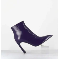 Boots Bout Pointu Talon Haut Cuir Violet - Veva05 Glaze Uva
