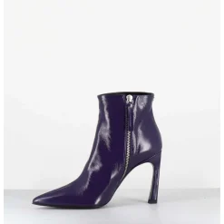 Boots Bout Pointu Talon Haut Cuir Violet - Veva05 Glaze Uva