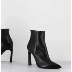 Boots Bout Pointu Talon Haut Cuir Noir - Veva05 Baron Nero