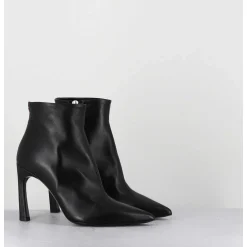 Boots Bout Pointu Talon Haut Cuir Noir - Veva05 Baron Nero
