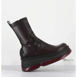 Boots Bubble Compensees En Cuir Marron Stretch - Kattrin Brown Boots