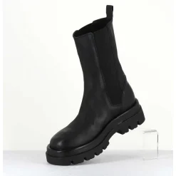 Boots Chelsea Bout Carre Cuir Noir - Diwan Nero