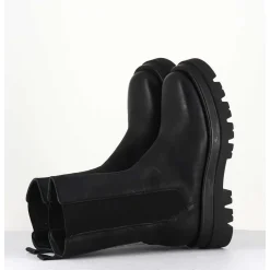 Boots Chelsea Bout Carre Cuir Noir - Diwan Nero
