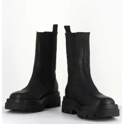 Boots Chelsea Bout Carre Cuir Noir - Diwan Nero
