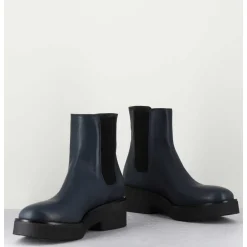 Boots Chelsea En Cuir Bleu - Perla Blu