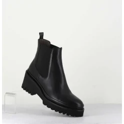 Boots Chelsea En Cuir Noir & Semelle Micro - Bradi Calf Nero