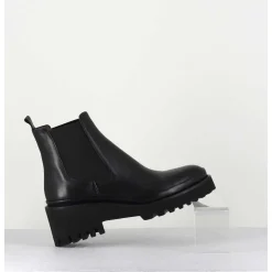 Boots Chelsea En Cuir Noir & Semelle Micro - Bradi Calf Nero