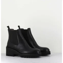 Boots Chelsea En Cuir Noir & Semelle Micro - Bradi Calf Nero
