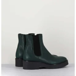 Boots Chelsea En Cuir Vert - Perla Foresta