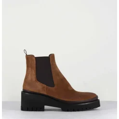 Boots Chelsea En Daim Camel & Semelle Micro - Bradi Oil Castagno