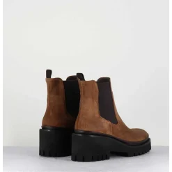 Boots Chelsea En Daim Camel & Semelle Micro - Bradi Oil Castagno