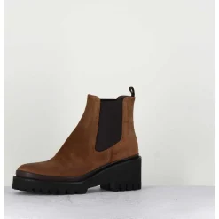 Boots Chelsea En Daim Camel & Semelle Micro - Bradi Oil Castagno