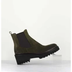 Boots Chelsea En Daim Kaki & Semelle Micro - Bradi Oil Militare