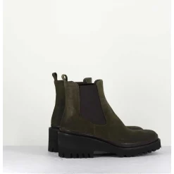Boots Chelsea En Daim Kaki & Semelle Micro - Bradi Oil Militare
