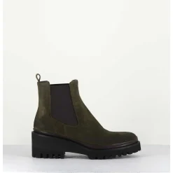 Boots Chelsea En Daim Kaki & Semelle Micro - Bradi Oil Militare