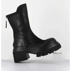 Boots Chunky En Cuir Noir - E3733 Boston Nero