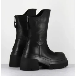 Boots Chunky En Cuir Noir - E3733 Boston Nero