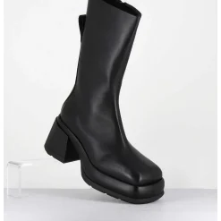 Boots Chunky En Cuir Noir Look 90S - Cassia Black Boots