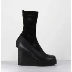 Boots Compensees Cuir Noir & Talon Destructure - 3785 Gas Nero