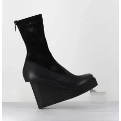 Boots Compensees Cuir Noir & Talon Destructure - 3785 Gas Nero