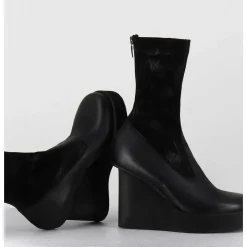 Boots Compensees Cuir Noir & Talon Destructure - 3785 Gas Nero