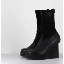 Boots Compensees Cuir Noir & Talon Destructure - 3785 Gas Nero