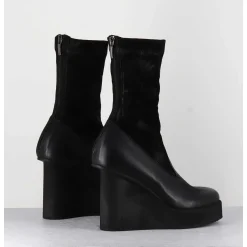 Boots Compensees Cuir Noir & Talon Destructure - 3785 Gas Nero