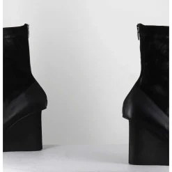 Boots Compensees Cuir Noir & Talon Destructure - 3785 Gas Nero