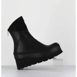 Boots Compensees Destructuree En Cuir Noir - 4562 Gas Nero