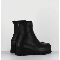 Boots Compensees Destructuree En Cuir Noir - 4562 Gas Nero