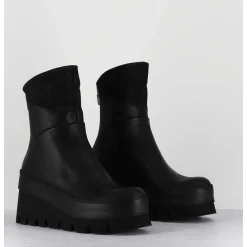 Boots Compensees Destructuree En Cuir Noir - 4562 Gas Nero