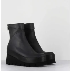 Boots Compensees Destructuree En Cuir Anthracite - 4562 Gas Londra