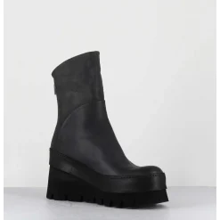 Boots Compensees Destructuree En Cuir Anthracite - 4562 Gas Londra