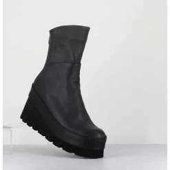 Boots Compensees Destructuree En Cuir Anthracite - 4562 Gas Londra