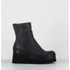 Boots Compensees Destructuree En Cuir Anthracite - 4562 Gas Londra