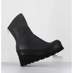 Boots Compensees Destructuree En Cuir Anthracite - 4562 Gas Londra