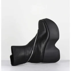 Boots Compenses En Cuir Noir Zip Asymetrique - 1D7562 Island Black