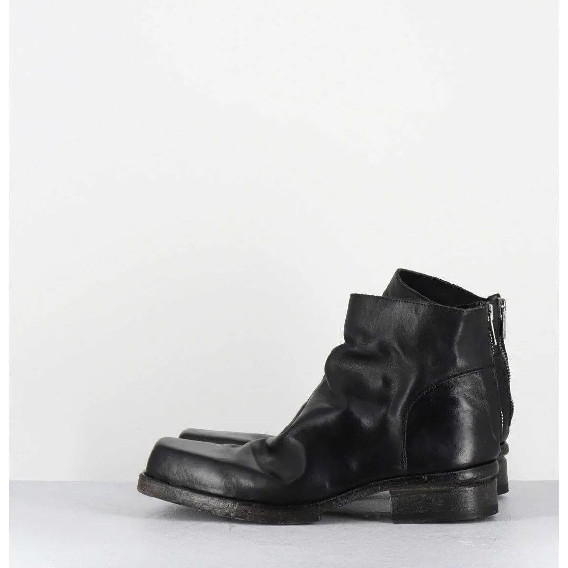 Boots Courtes En Cuir Lave Noir - 51617 Horse Washed