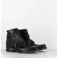 Boots Courtes En Cuir Lave Noir - 51617 Horse Washed