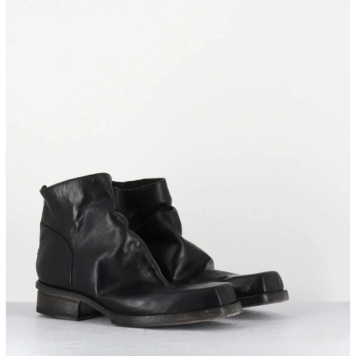 Boots Courtes En Cuir Lave Noir - 51617 Horse Washed
