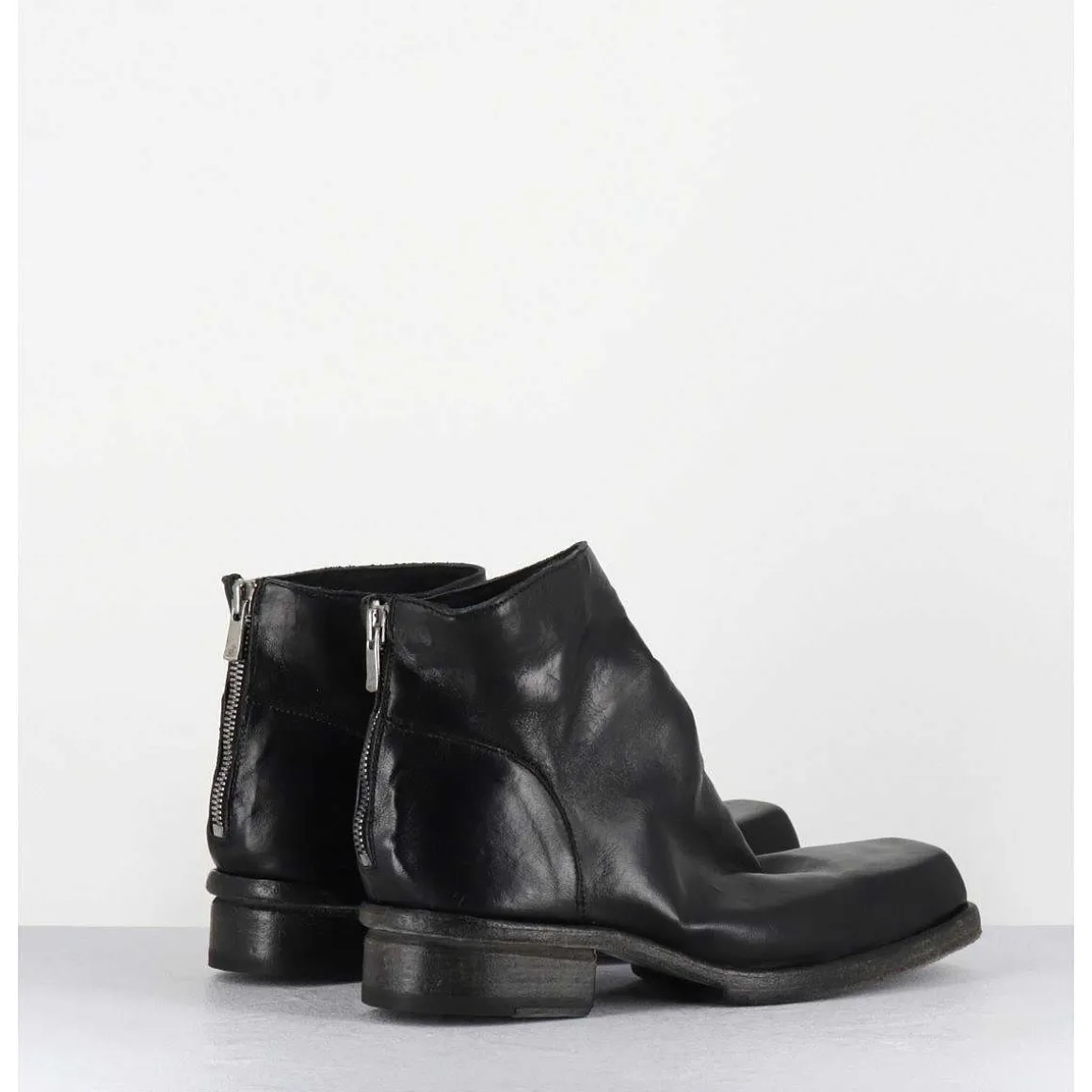 Boots Courtes En Cuir Lave Noir - 51617 Horse Washed